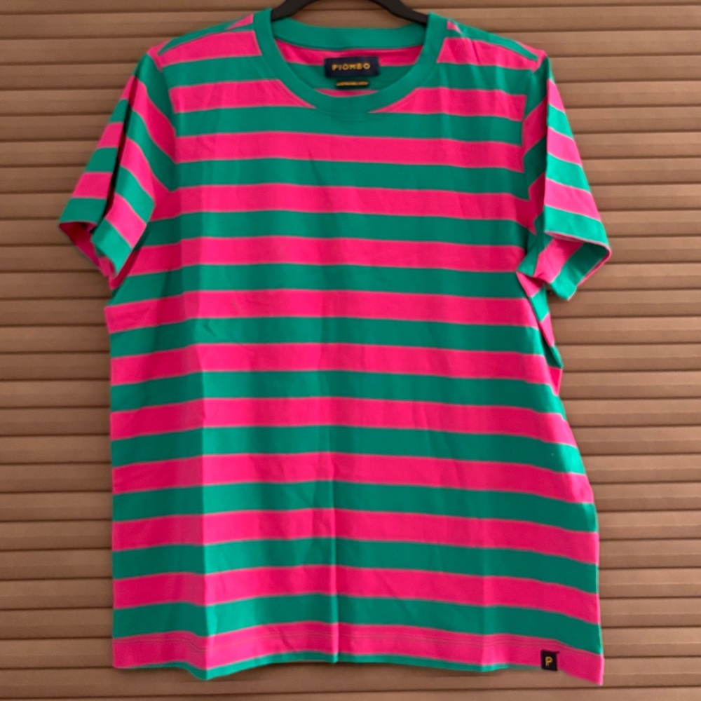 Piombo Vibrant Pink and Green Striped Tee